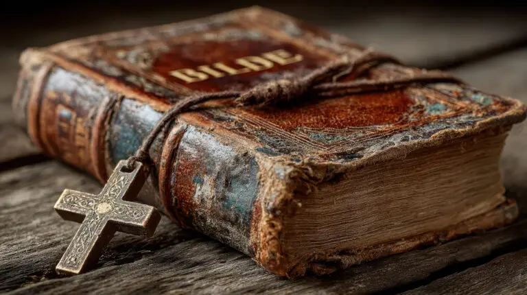old leather-bound and well-used Bible