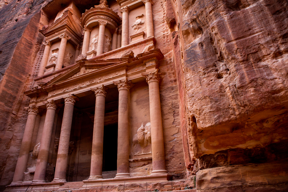 photo of ancient temple, Petra, Jordan