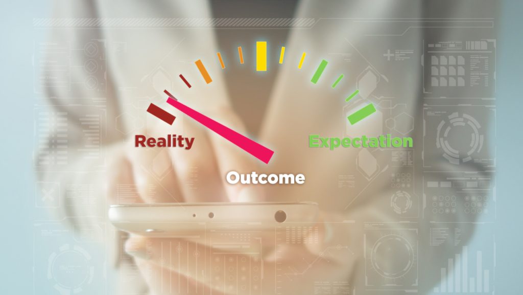 graphic fuel gauge: Outcome, from reality to expectations