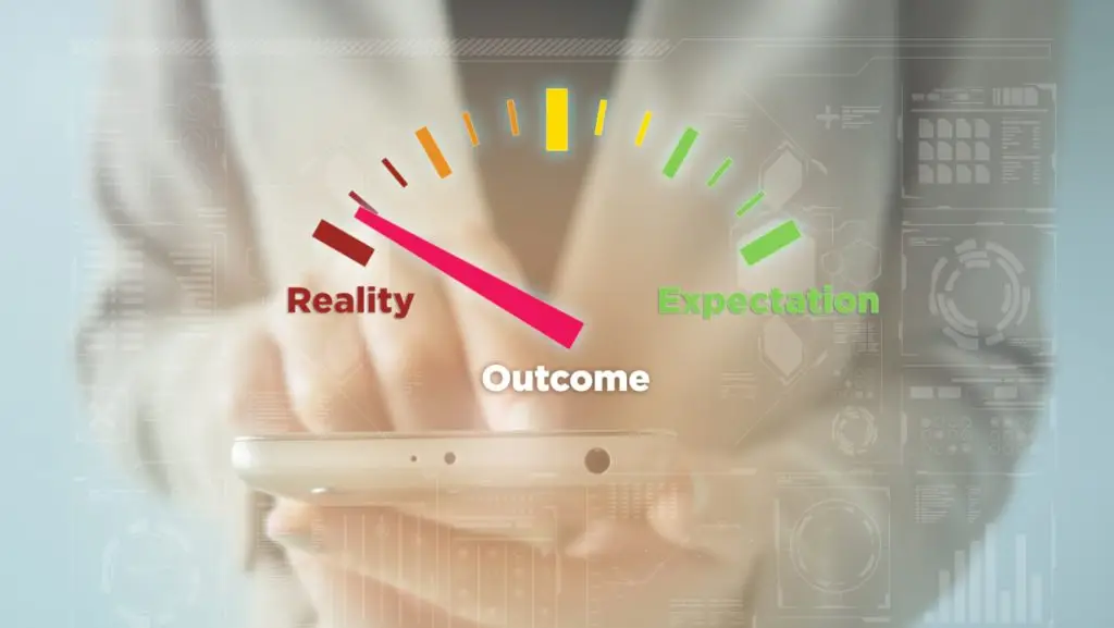 graphic fuel gauge: Outcome, from reality to expectations