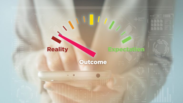graphic fuel gauge: Outcome, from reality to expectations