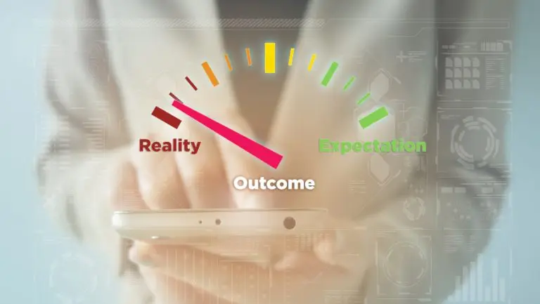 graphic fuel gauge: Outcome, from reality to expectations